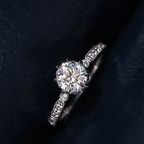 🔥 Refine Pure Gemstone CZ Thin Elegant Silver Rings for Women, EVGG1564 - Picture 1 of 5